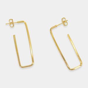 NEW 18K Gold Filled Rectangle Hoop Earrings